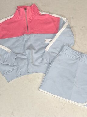 Old Navy Pink and Light Blue Girls Matching Sweatshirt Set NWT Size 8